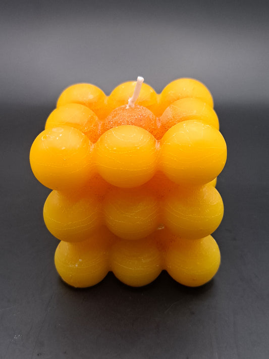 Yellow bubble cube candle