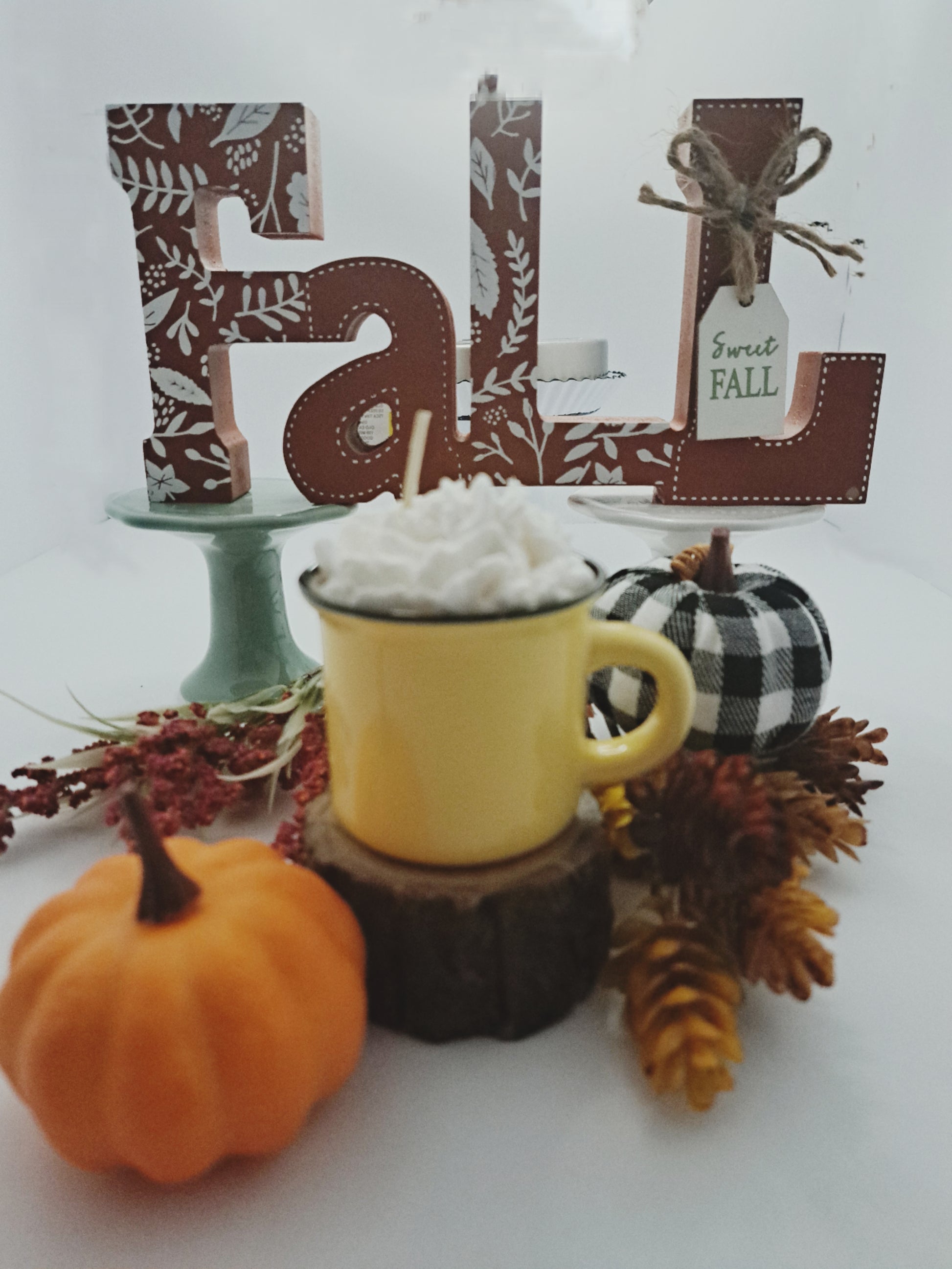 Hot cocoa candle yellow