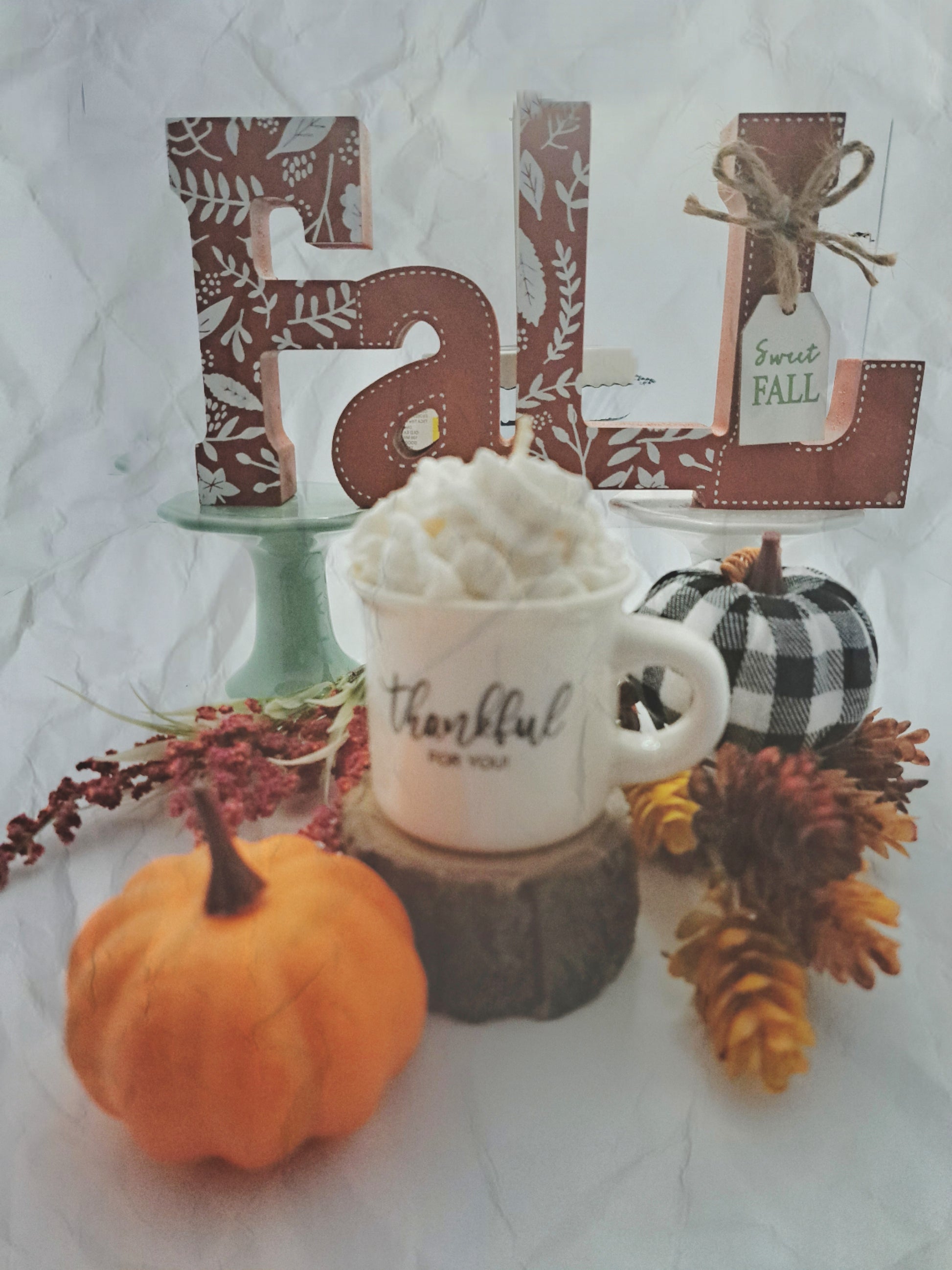 Hot cocoa candle Thankful.